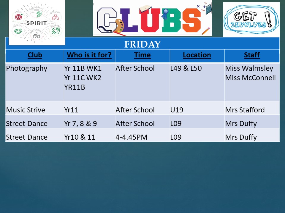 CLUBS AT BEDFORD Bedford High School